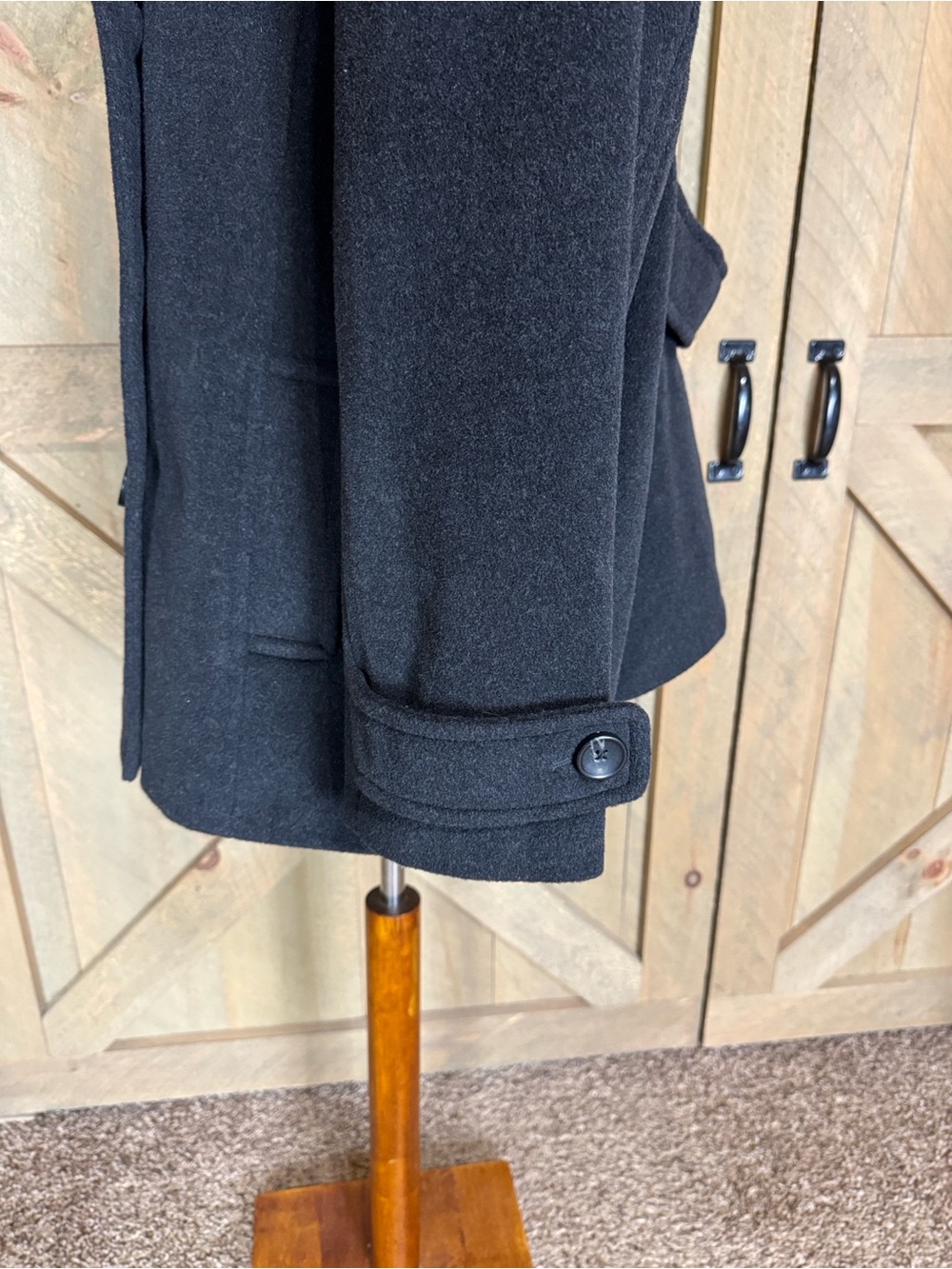 Lands’ End Classic charcoal Double-Breasted Peacoat Wool & cashmere blend 20W - Picture 9 of 16